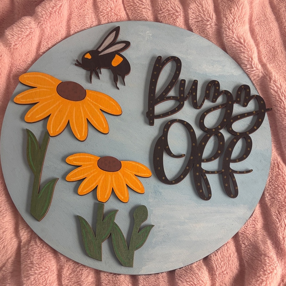 Buzz Off Wall Decor with Sunflowers and Bee